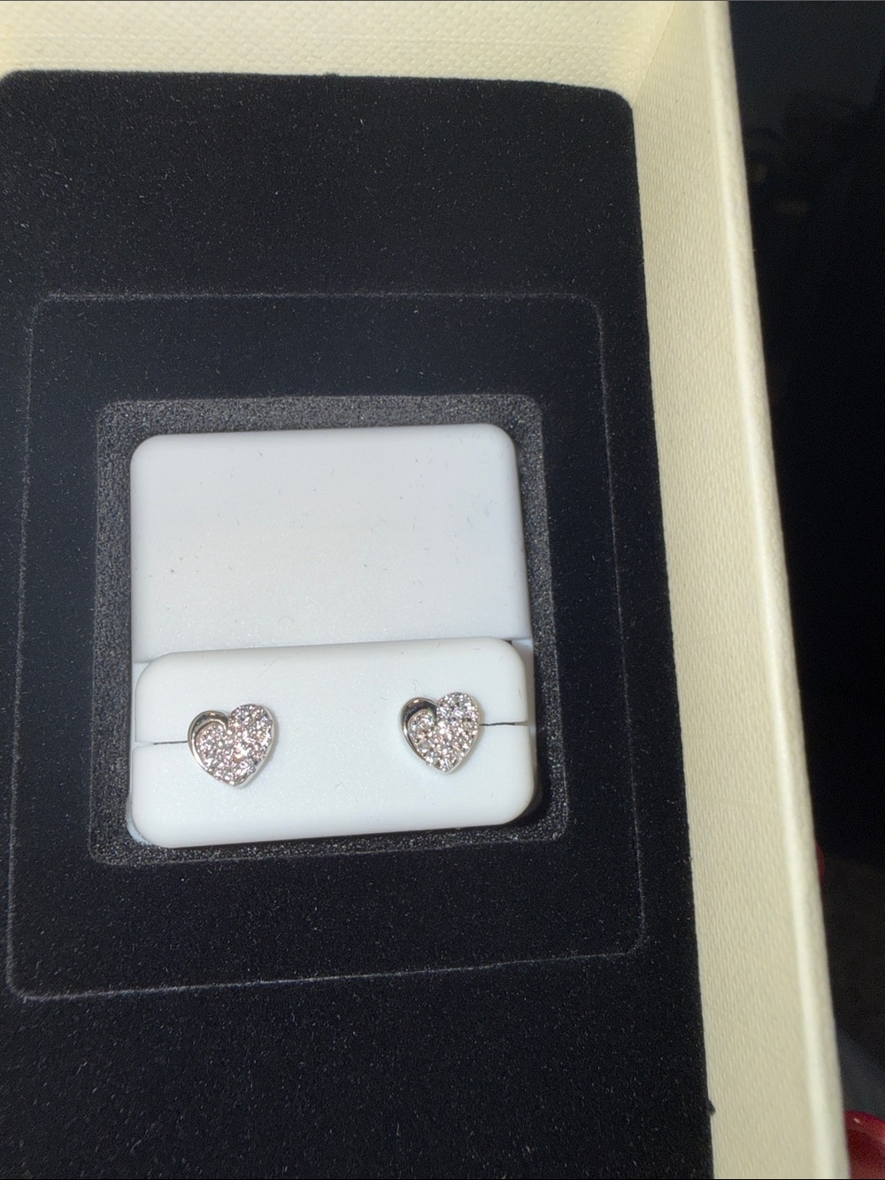 Moissanite 925 Heart Pavé Sterling Stud Earrings - Silver - Picture 2 of 5